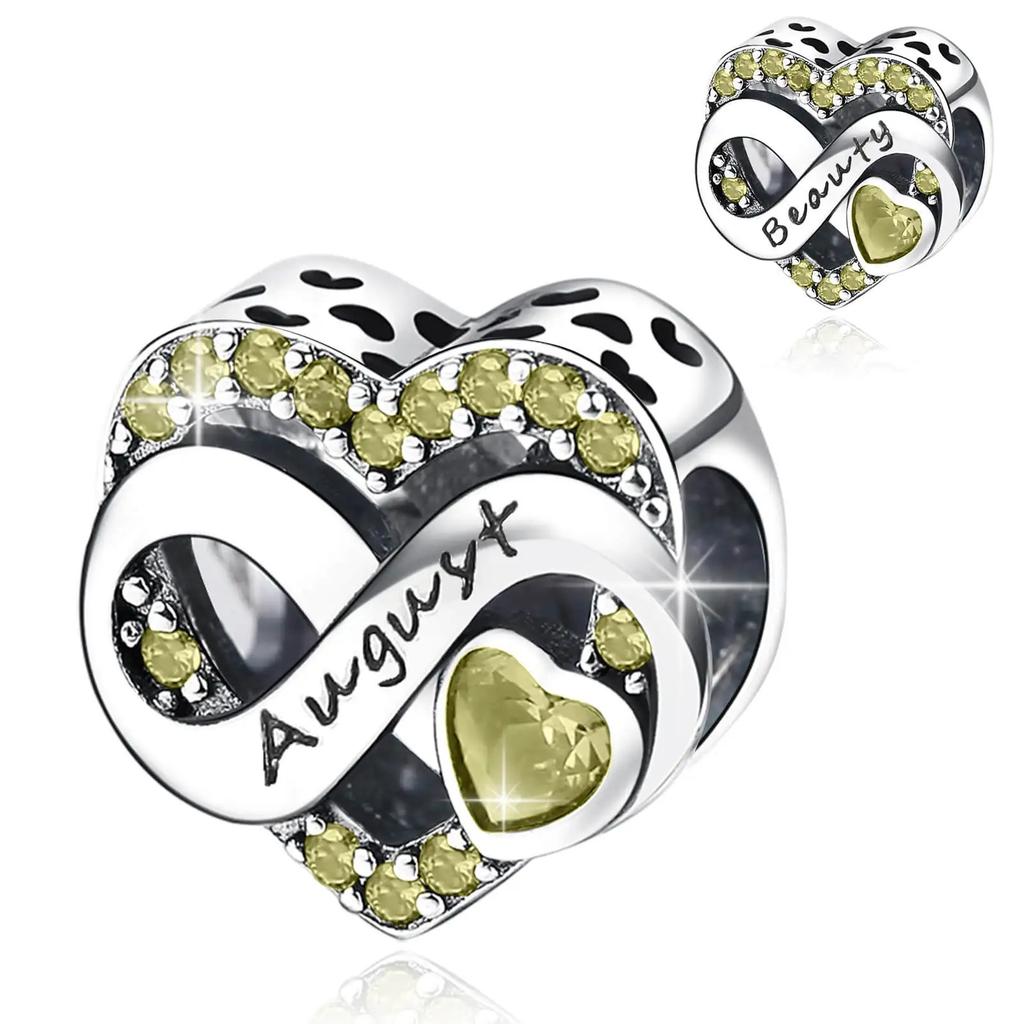 Copper 1-12 Month Love Series Birthday Charms Bead Fit Original Bracelet For Women Diy Bead For Matching Jewelry Making Gift