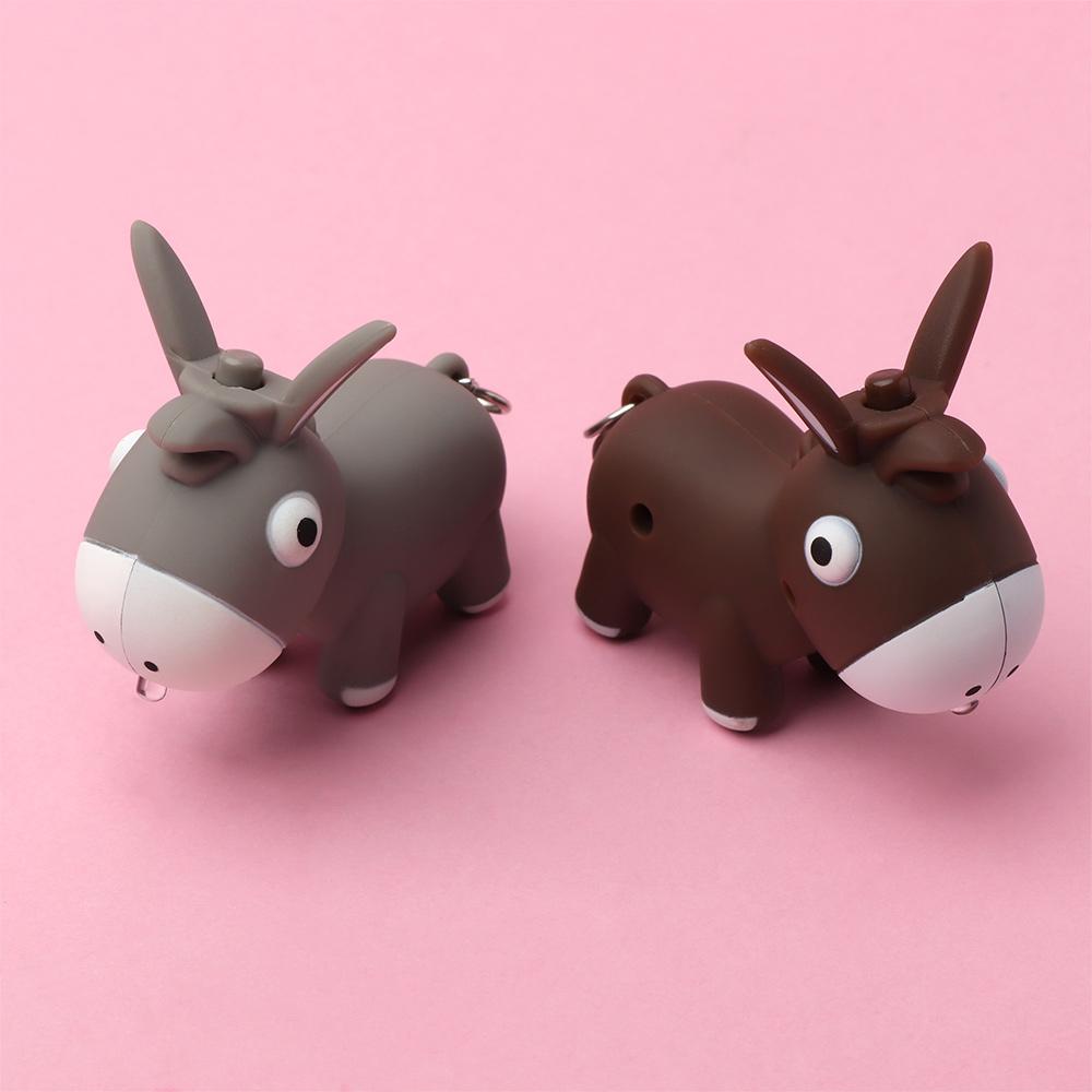 Lovely Donkey Shape Vocal Key Chain Key Ring Luminous LED Light