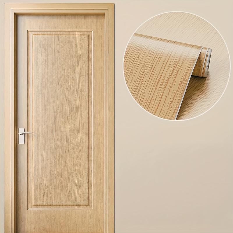 Pegatina de Puerta Removible Autoadhesiva - Textura de Grano de Madera de Alta Gama, Pegatinas de Puerta para Renovación del Hogar, Superficie Texturizada