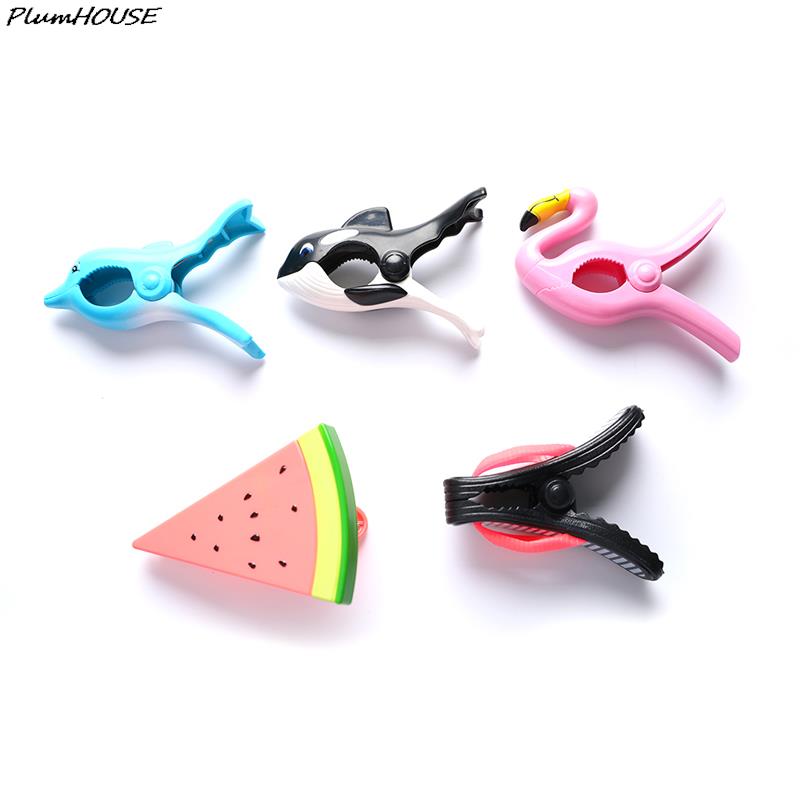 1 Plastic Beach Towels Clips For Sunbeds Sun Lounger Animal Decorative Clothes Pegs Pins Large Size Drying Racks Various styles