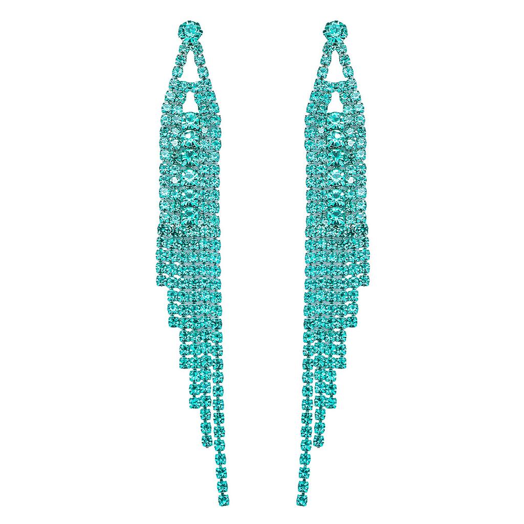 Classic Blue Long Fringed Earrings