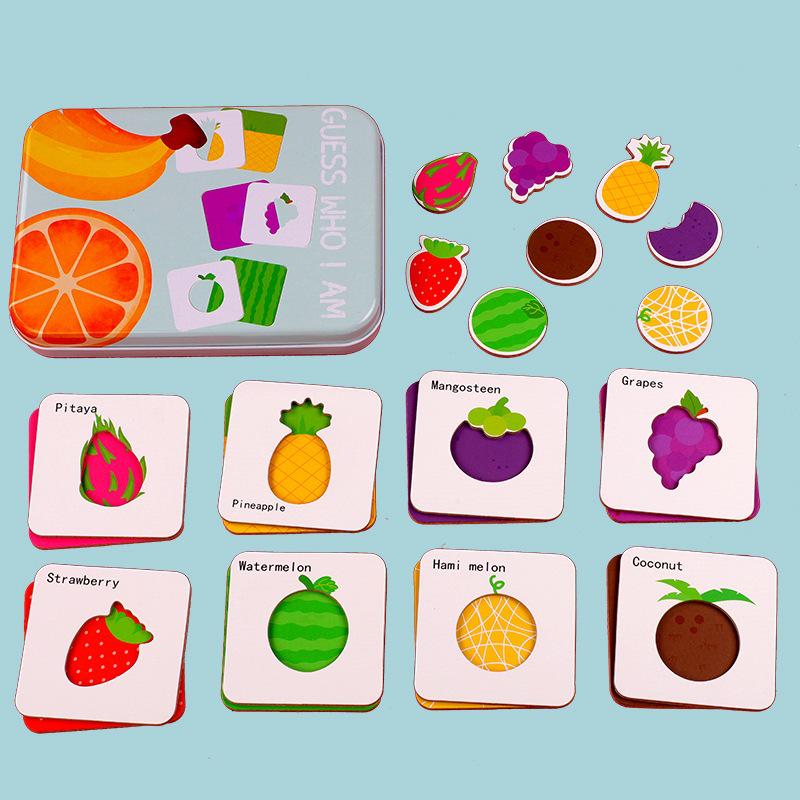 Wooden Educational Puzzle: Guess Who I Am - Children s Cognitive Learning Cards