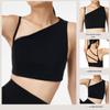 Women's Sleeveless Asymmetrical Yoga Top with Chest Pad – High-End Design for Sports, Fitness, and Running