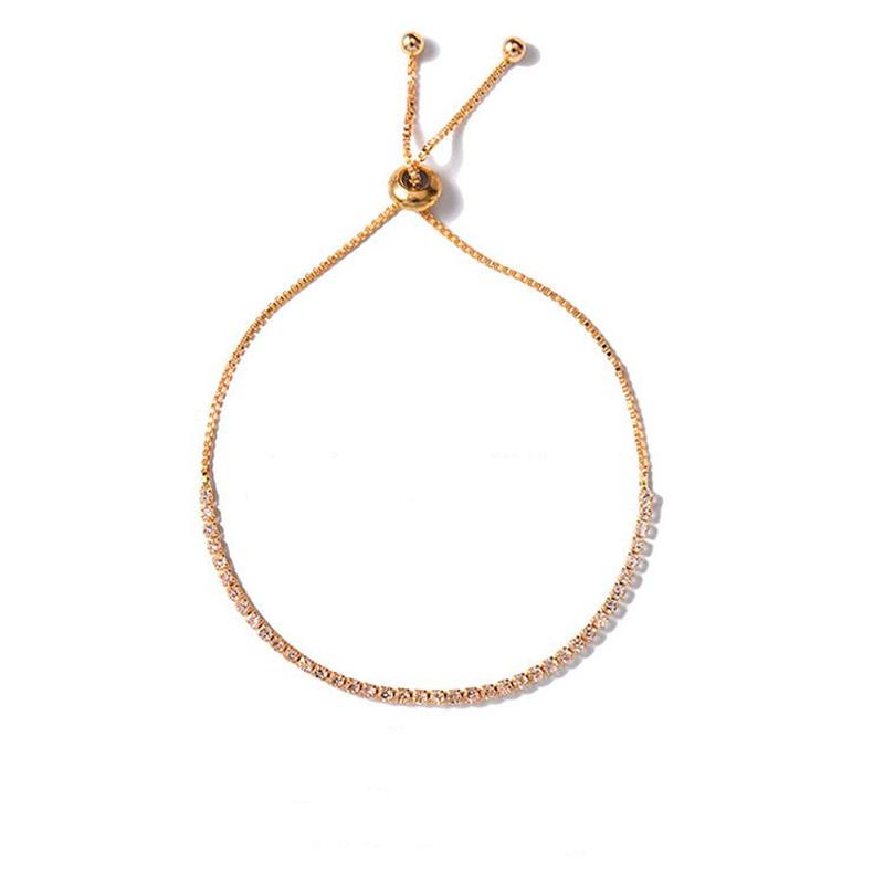 SUMENG 2024 New Round Rose Gold Color Cubic Zirconia Charm Bracelets for Women Jewelry Gifts
