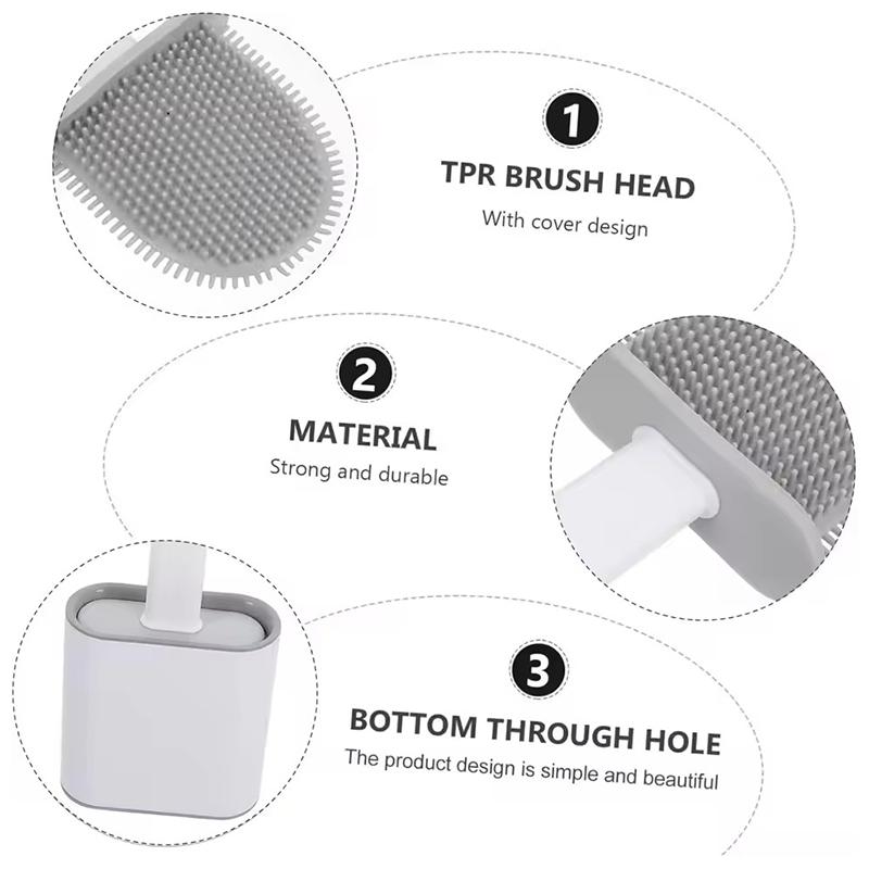 Detachable Handle Wall Mounted Drill Free Toilet Brush Set Soft Silicone No Dead Corner Hygienic Toilet Brush Multi Purpose