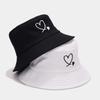 Unisex Cotton Fashion Basin Hat Outdoor Casual Beach Travel Sun Bucket Hats Simple Love Embroidery Fisherman Caps