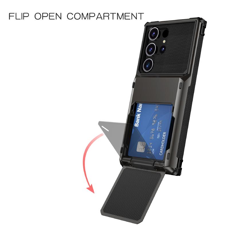 180°Flip Wallet Card Slot Hard PC+Soft TPU Phone Case For Samsung S25 Ultra Edge S23 S20 S21 S22 S24 Ultra Plus FE Bumper Cover
