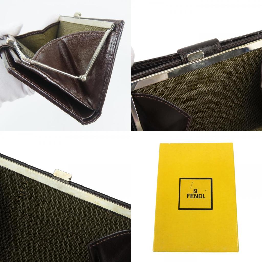 Used FENDI Bifold Wallet Zucca 01692 canvas/leather Brown Gamaguchi