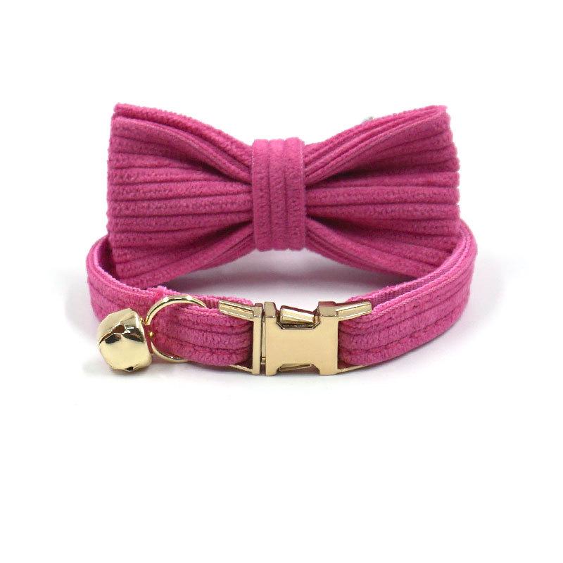 Begonia Red Corduroy Cat Collar with Engraved Name