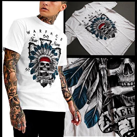 

Native American Indian Bear Headdress T-Shirt Warrior Tomahawk Cotton Tee XL