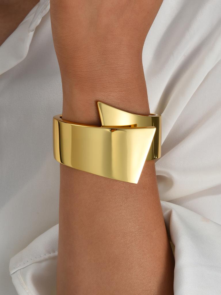 17KM Glänzende Oberfläche Schlichter Breiter Gesichtskreis Armreif Modeschmuck Frauen Trendig Glänzend Täglich Party Accessoire Dekoratives Geschenk für Sie