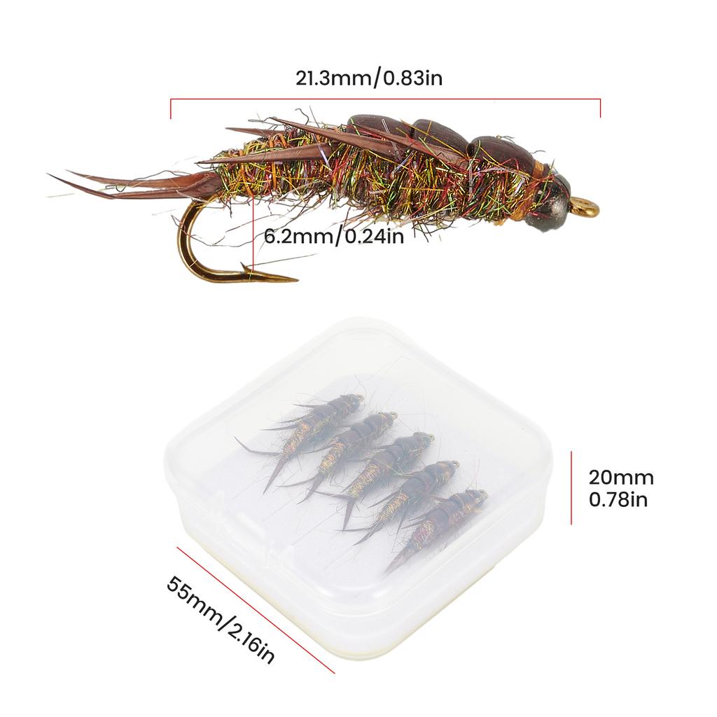 5 Pcs Hook Accessory Lure Nymph Shape Realistic Replacement