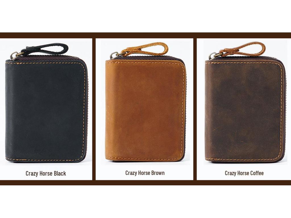 Genuine Leather RFID-Blocking Accordion Card Holder with Multi-Card Slots & Retro Coin Purse