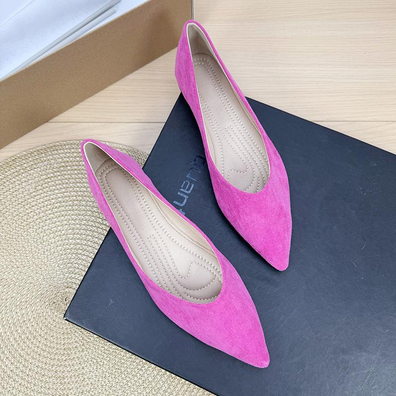 Fashion Flat Shoes for Women 2025 Spring and Autumn New Style Suede Pointed Shallow Mouth Soft Sole Large Size Women's Shoes