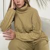 2023 Women's Knitted Cable Knit Two-Piece High Neck Sweater Set