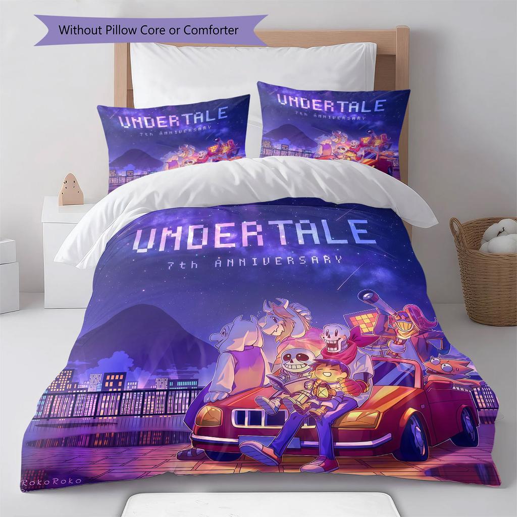 Deltarune Legame Coraggioso Set Copripiumino Trapuntato Federa Decorazione per la Casa Regalo di Compleanno (1 * copripiumino + 2 * federa, senza nucleo)