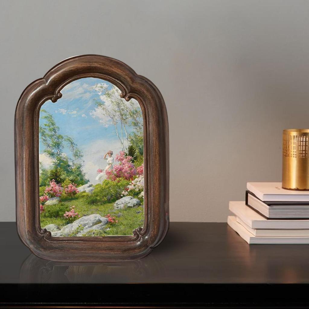 Retro Resin Photo Frame Hand Painted Decorative Elegant Old Fashioned Tabletop Display for Office