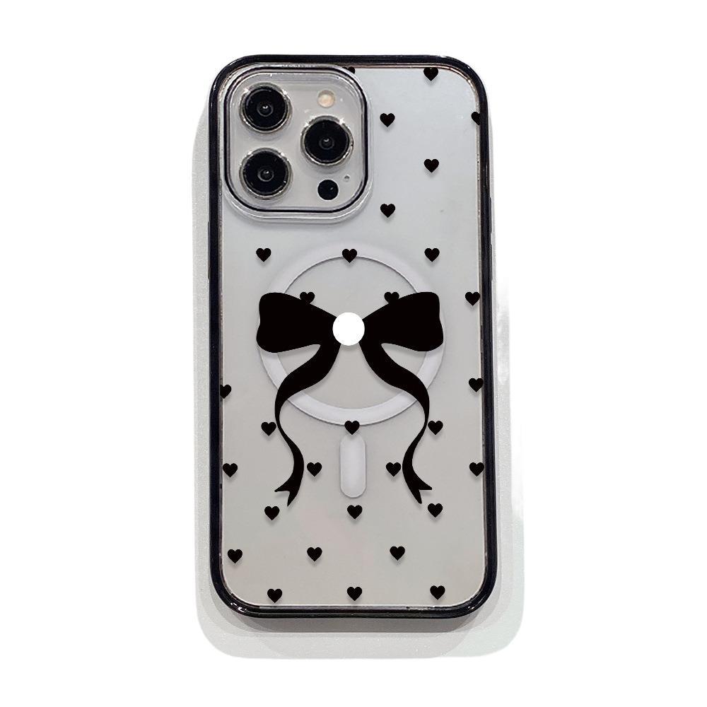 Sweet Bow Love iPhone17 Magnetic Mobile Phone Case Apple 16promax Anti-drop Transparent Protective Case 12