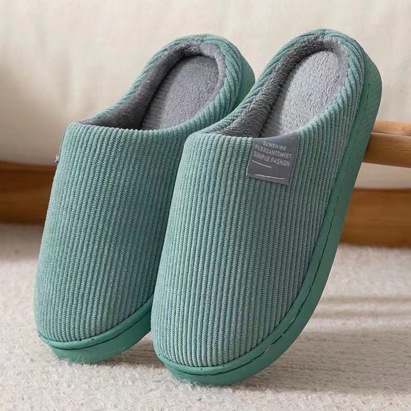 Pantoufles classiques en coton avec étiquette en tissu, Semelle soufflée à l'air, Pantoufles en coton antidérapantes pour la maison pour hommes et femmes, Chaussures post-partum, Pantoufles en fourrure