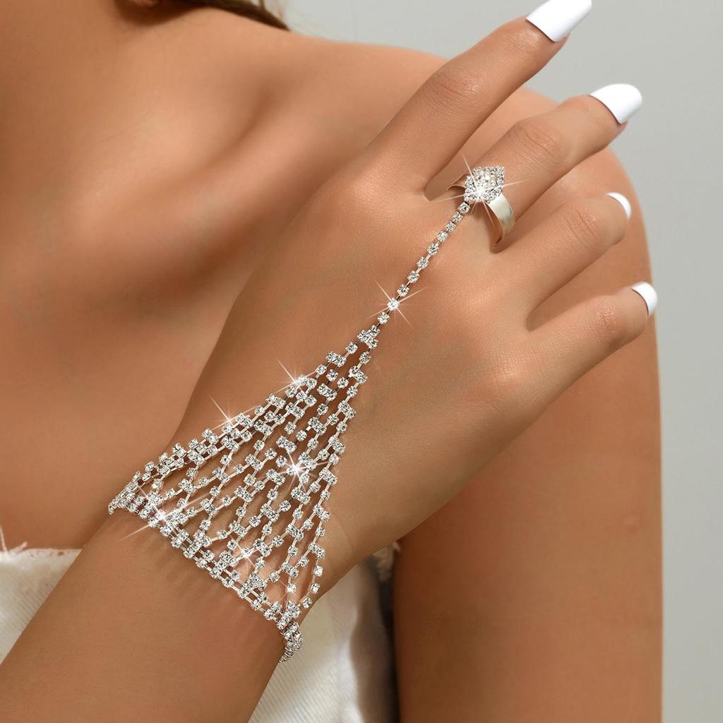 Trendige Strass-Fingerlose Handkette mit europäischem und amerikanischem Flair