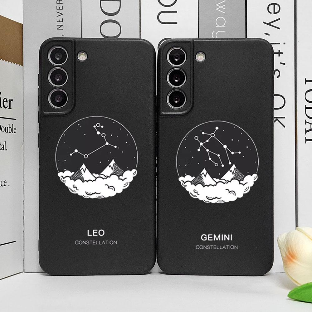 Zodiac Sign Phone Case for Samsung S25 S24 S22 S20 S23 Plus Ultra S21 FE 5G Soft Silicone Cover Constellation Aries Virgo Fundas