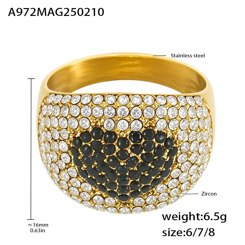 Shiny Zircon Rings In Stainless Steel With Color Cubic Zirconia For Women 18k Gold Plated Women's Ring Luxury Woman Jewelry