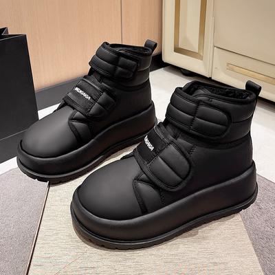 Fashion Ladies Platform Mid Boots Winter High-sole Thick Sole Waterproof Slip-on Short Boots for Women 2024 Winter Warm Fur Cotton Casua