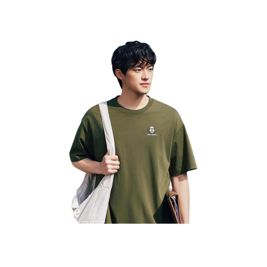 Anta X Zola Artist Collaboration Lifestyle Series Solid Color Comfortable Versatile Short Sleeve T-Shirt Men Tops Balen-Green 952528114-3