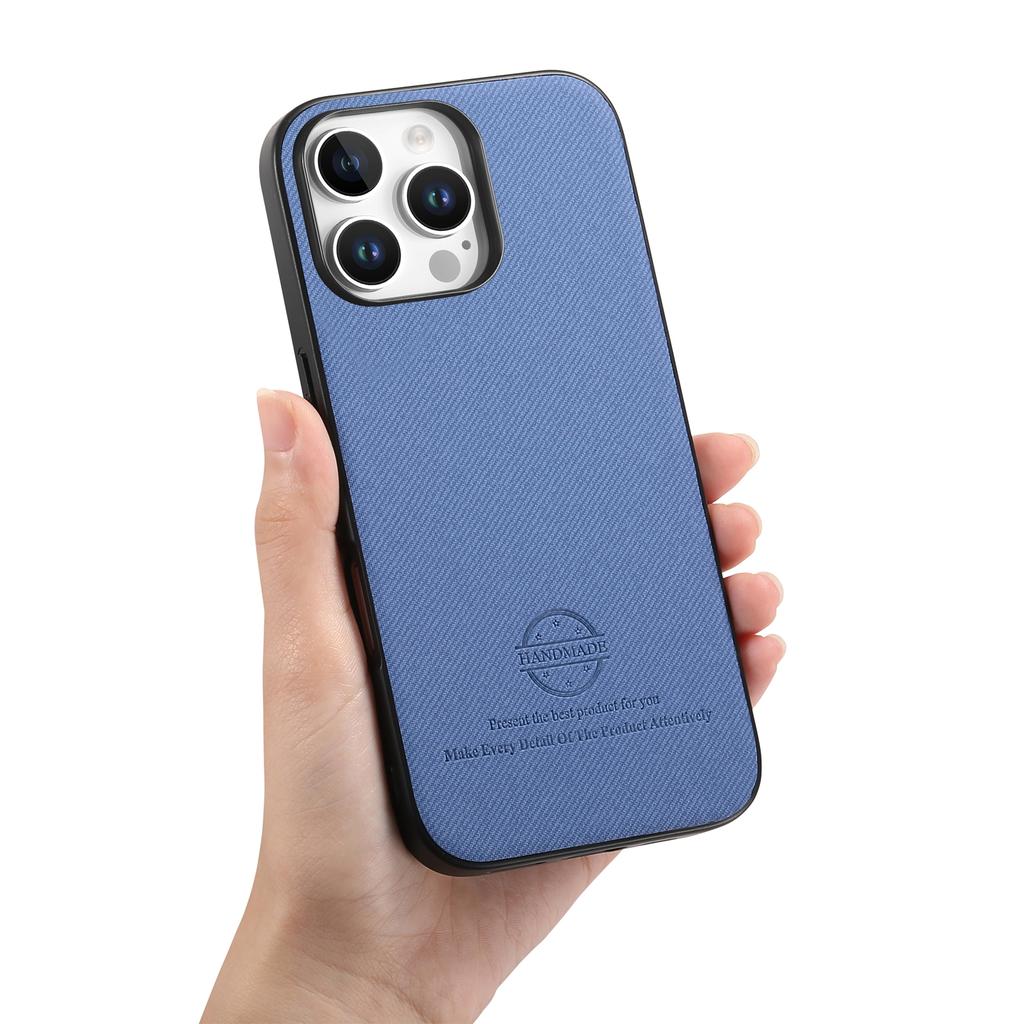 Für iPhone 15 Pro Hülle Stofftextur Leder+PC+TPU Anti-Sturz Handyhülle