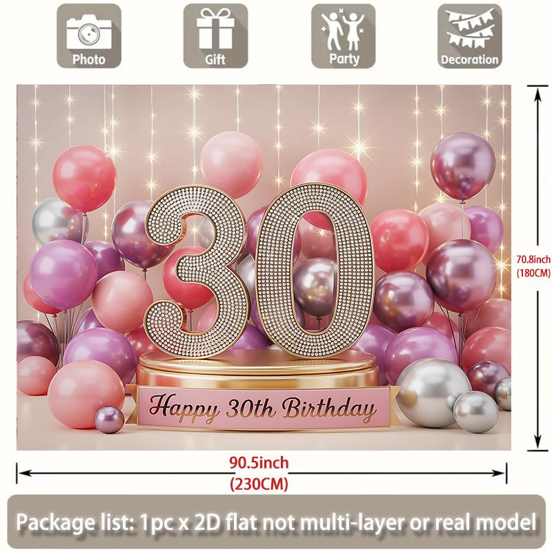 2D Plane 30th Birthday Number 30 Balloon Background Cloth Party Decoration Room Decoration Polyester Fiber