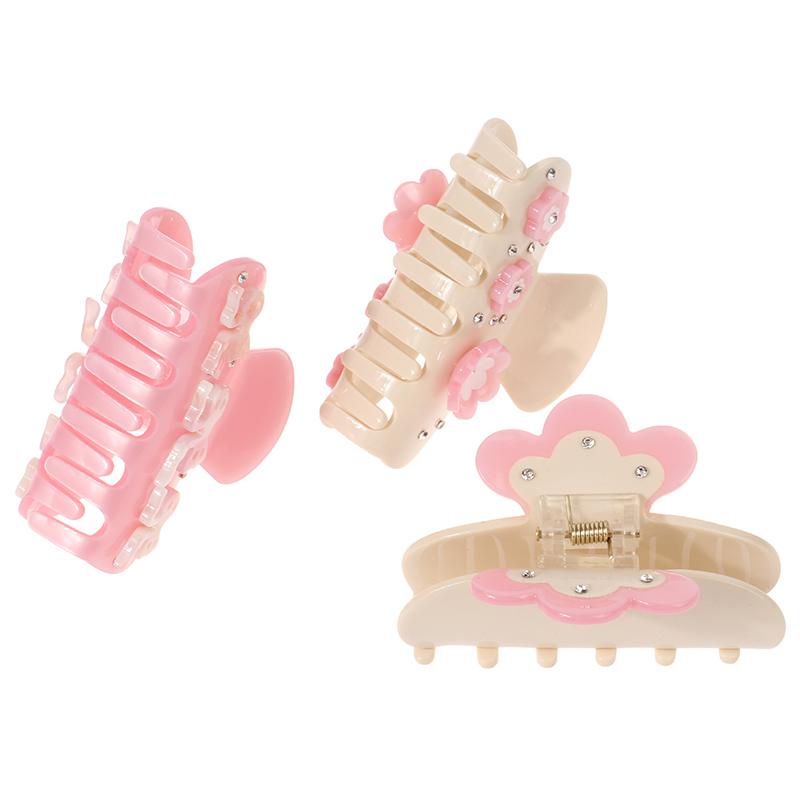 Sweet Acetate Pink Bowknot Pattern Hair Clip Claw Versatile Diamond Hair Accessories For Women Girls