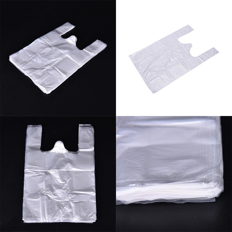 100Pcs Design Plastic T-Shirt Retail Shopping Supermarket Bags Handles Packaging,