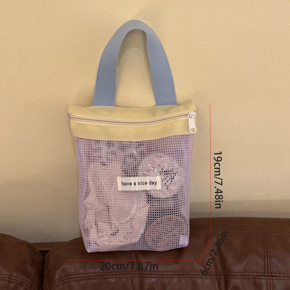 Makeup Bag Mesh Cosmetic Bag Large Capacity Washing Handbag Fashion Toiletry Storage Bag  Beach