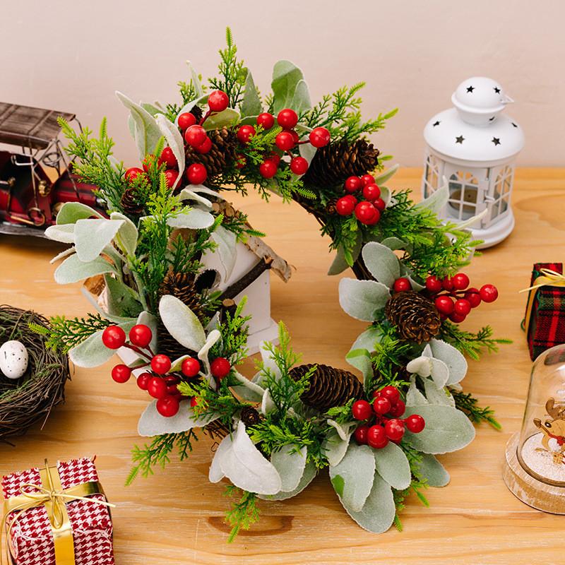American European Elegant Style Christmas Red Berry Wreath Perfect For Seasonal Decor
