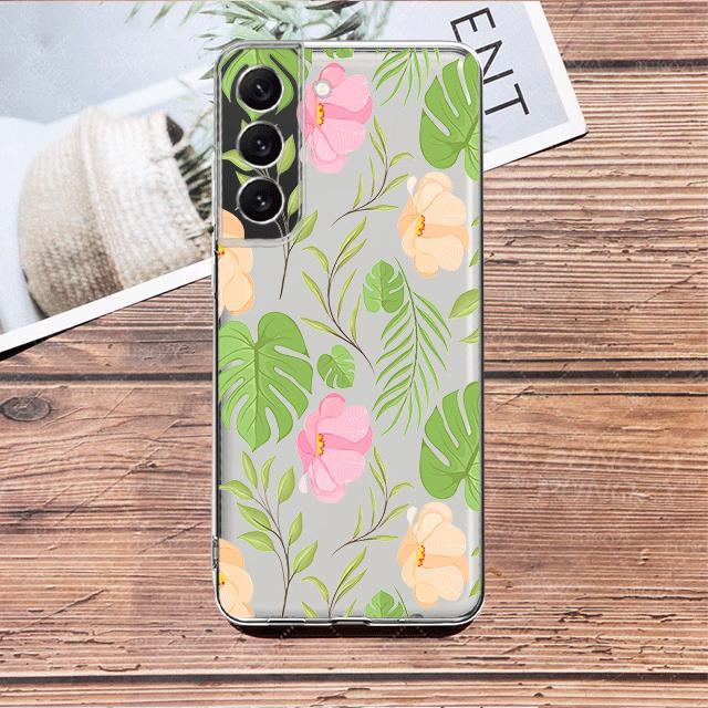 

Прозрачный чехол с милым белым кроликом и цветком для Samsung Galaxy S23 S22 S21 S20 Fe Ultra S10 S9 S8 Plus 10e S10lite Note 10plus 20ultra Samsung S9 Plus