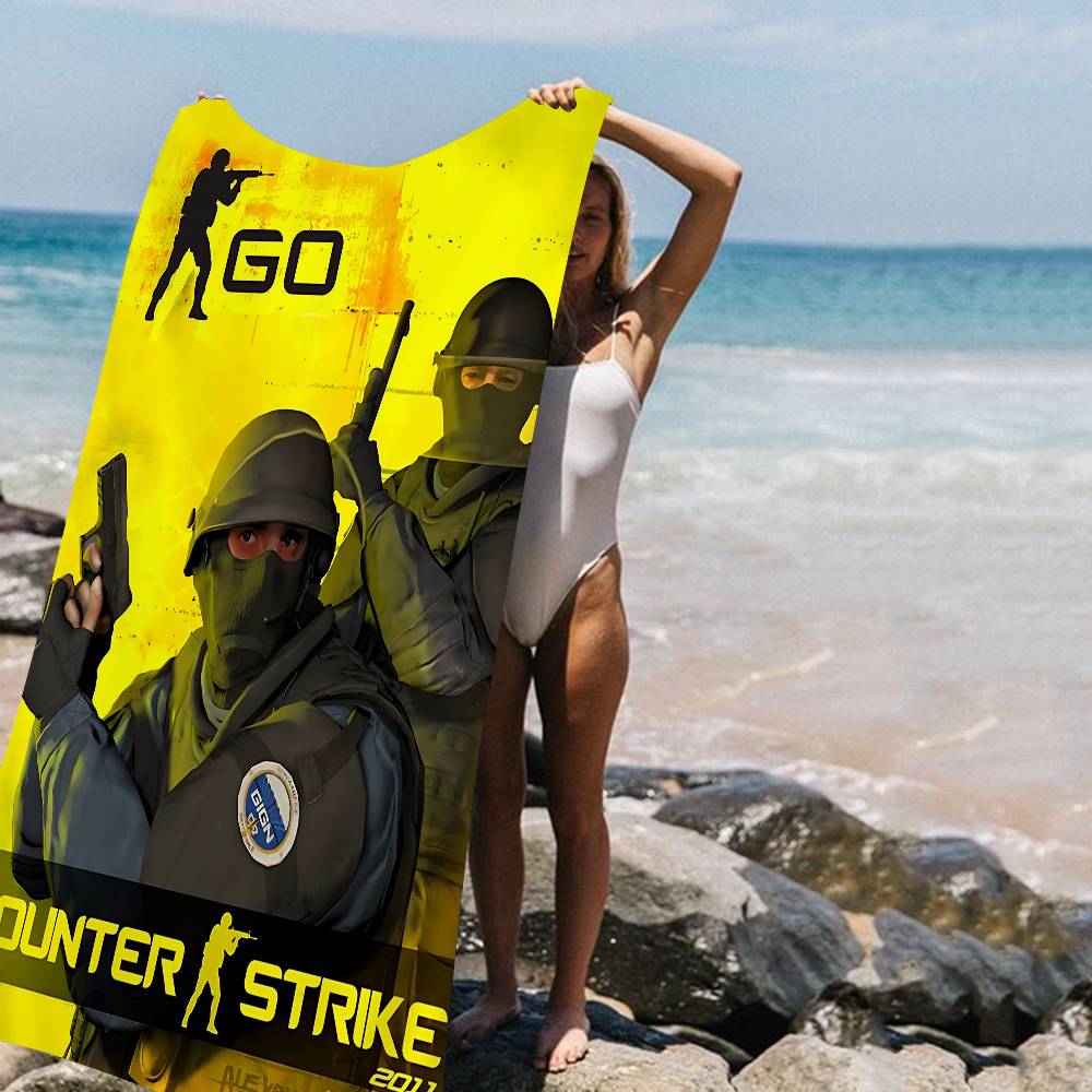 Counter-Strike CS 2 Vintage Microfiber Printed Beach Towel Mountain Climbing Yoga Beach Swimming Running Absorbent Soft Towel