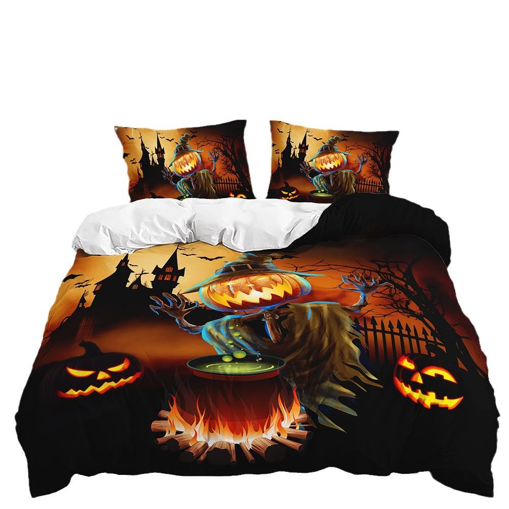 Dreiteiliges Halloween-Quilt-Set Zweiteiliges Bettwäscheset