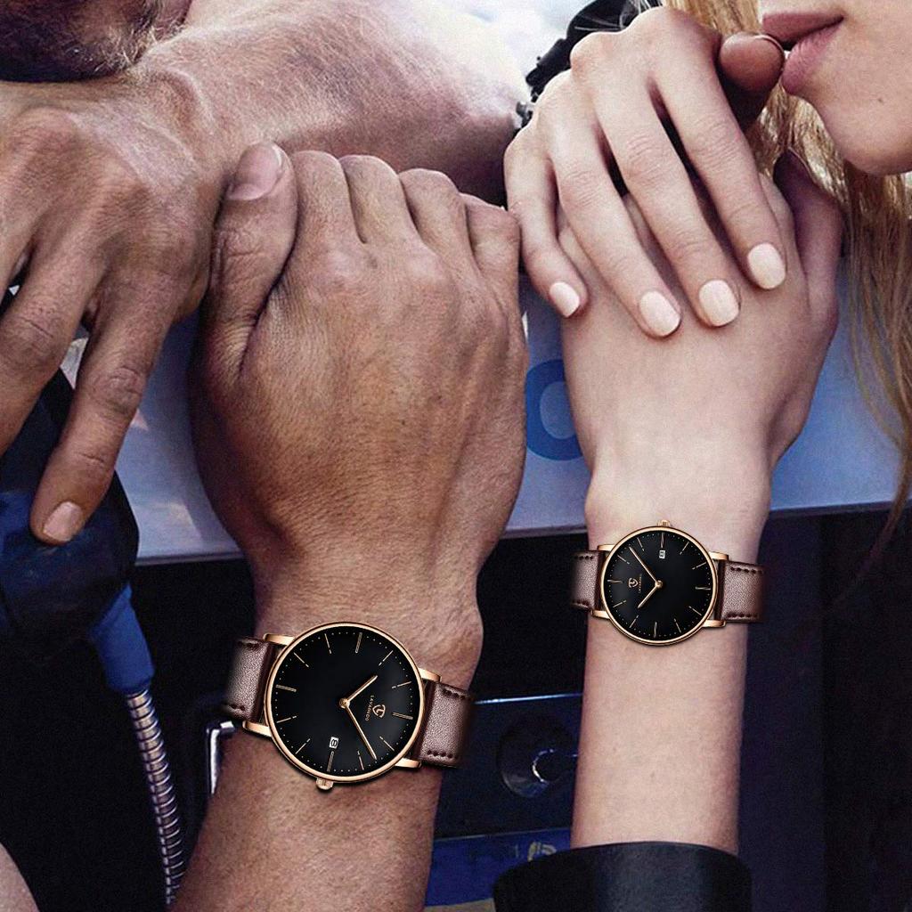 [BEN NEVIS] Men's Watch - Simple, Stylish, Slim, Casual, Date Display, Waterproof, Analog Quartz Watch, Leather Strap, Brown