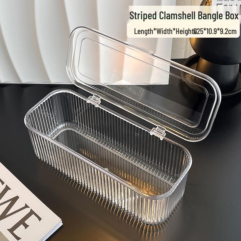Portable Scratch-Resistant Striped Jewelry Box: Transparent, Sealed, Anti-Oxidation Storage for Wenwan Hand String & Necklace