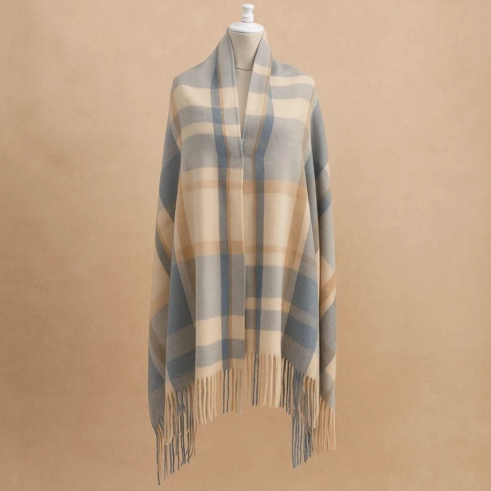 Cold-proof Classic Plaid Scarf Soft Long Neckscarf with Tassel Large Knitted Wool Scarf  Men
