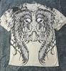 Moda estiva uomo europea e americana stampa teschio con lettere T-shirt comoda e traspirante con scollo rotondo top da esterno per strada