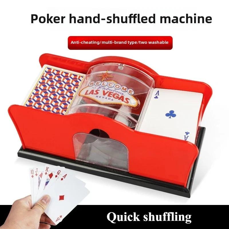 Manual/Battery/USB Card Shuffler Hand Crank/Automatic Card Shuffler for UNO Skip-Bo Blackjack Cards Game, 2 Decks of Poker Cards