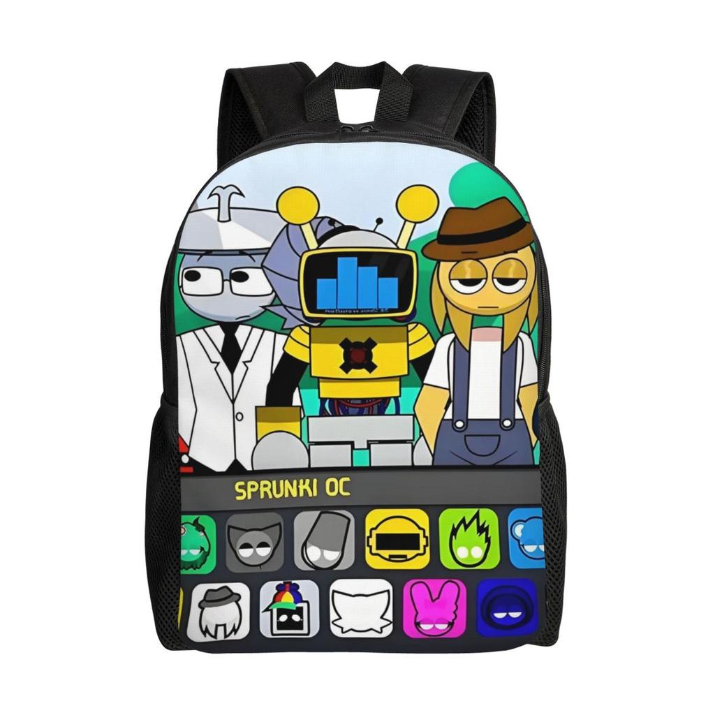 Custom Cartoon Sprunki Backpacks for Women Men Water Resistant College School Bag Print Bookbags