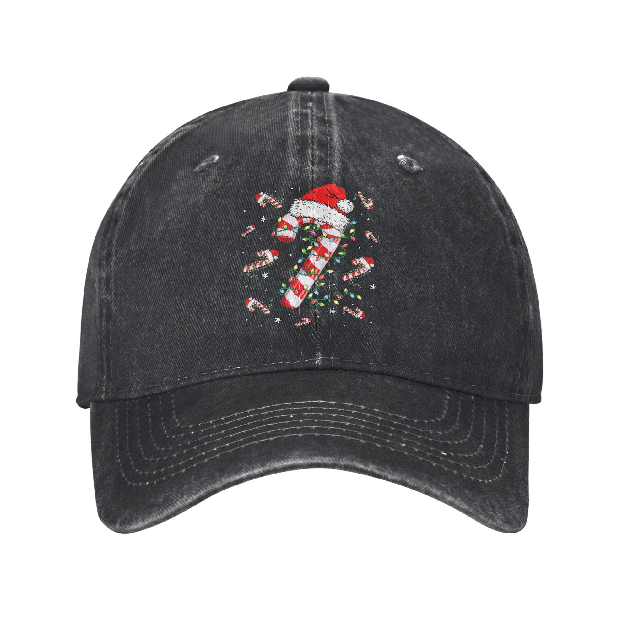 Baseball Cap Candy Cane Merry and Bright Red White Lights Christmas Y2k Trucker Hat Women Unisex Hiking Sun Visor Baseball Caps One Size