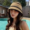 Stripe Knitted Bucket Hat Temperament Sun Protection Cap Fashion Fisherman Hat  Women
