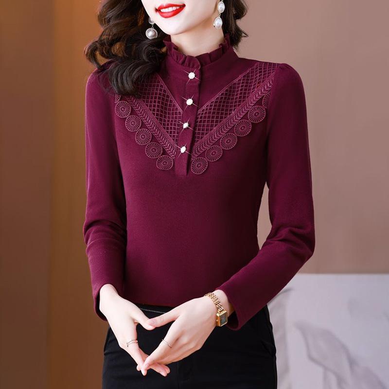 

Женские топы-рубашки с флисовой подкладкой, тепловой базовый слой, блузка оверсайз, эластичная, с длинным рукавом XXXXL фиолетовый