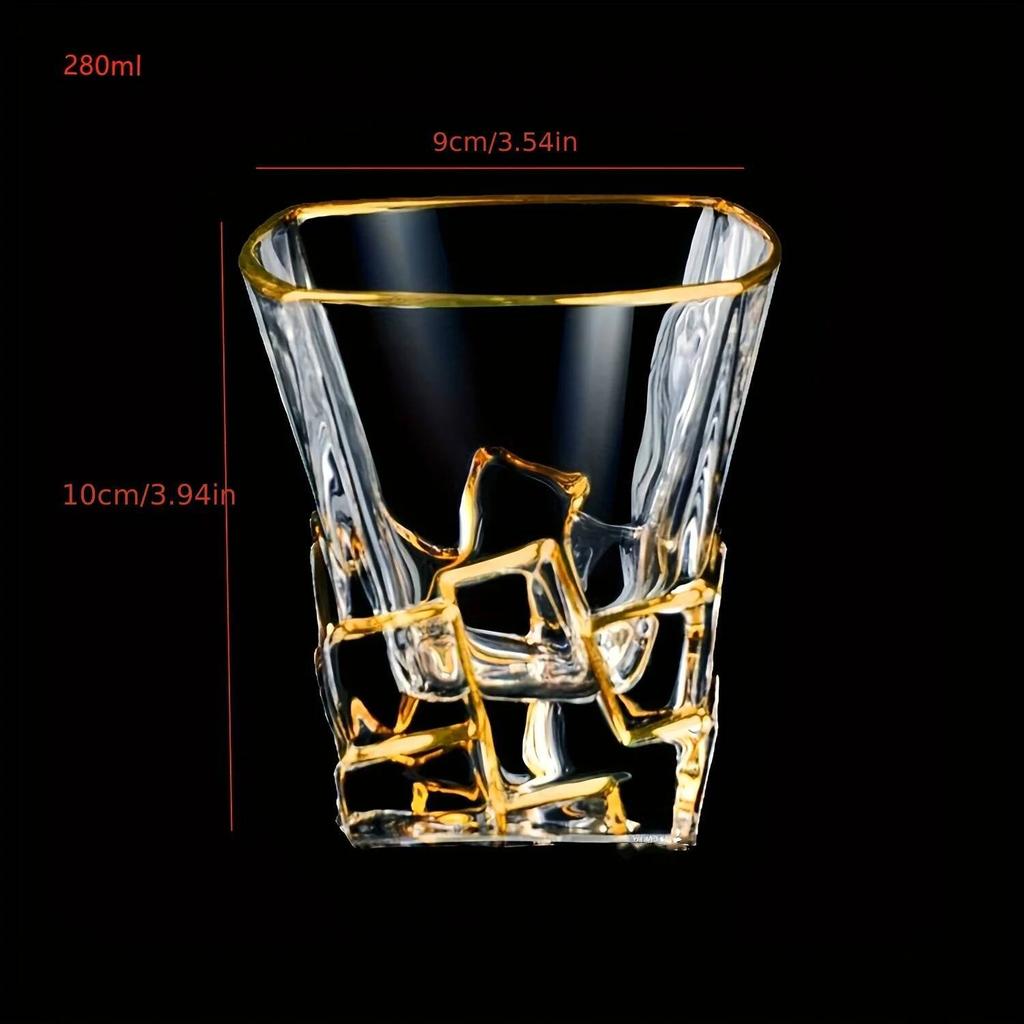 Luxury Whiskey Glass With Golden Line Luxurious Crystal Glasses Painted Brilliant Multi-purpose Wine Cup Beer Cocktail Tumbler