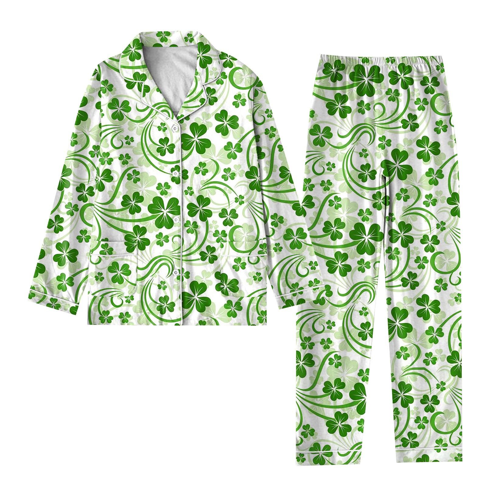 

Женский костюм из 2 предметов с принтом, топ на пуговицах с длинными рукавами, широкие брюки, комплект, пижамный домашний повседневный костюм S