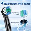 Rotating Electric Toothbrush with 4 Brush Heads with 5 Cleaning Modes Clean Teeth Battery Powered Rechargeable Toothbrush