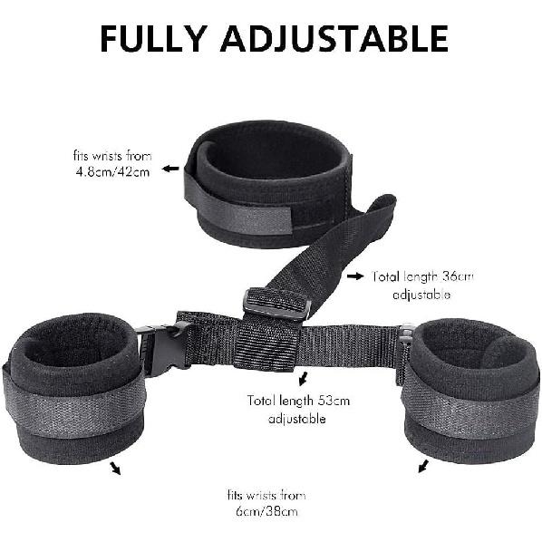BDSM Neck to Wrist Restraints Bondage Set - Behind Back Handcuffs Collar with Blindfold Adjustable Bondage Set Bed SM Games Play Sex Toys for Couples